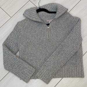 Knitted quarter zip pullover sweater
